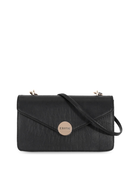 

Exotic Black Textured PU Structured Sling Bag