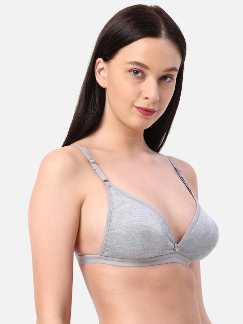 

Planetinner Grey Solid Non-Padded Non-Wired Plunge Bra