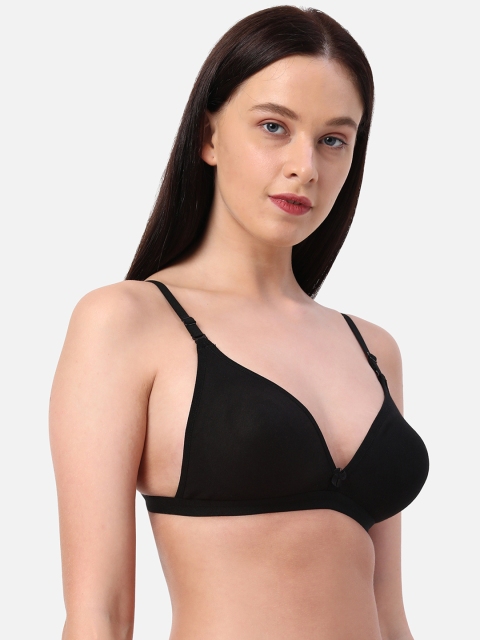 

Planetinner Black Solid Non Wired Half Coverage Plunge Bra