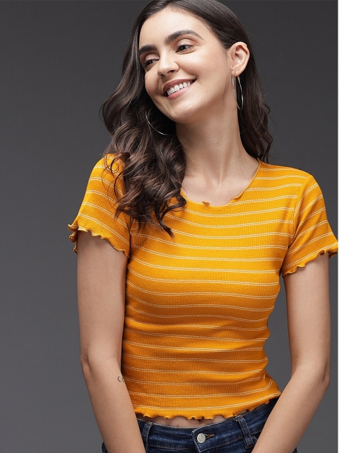 

Darzi Mustard Yellow Striped Top