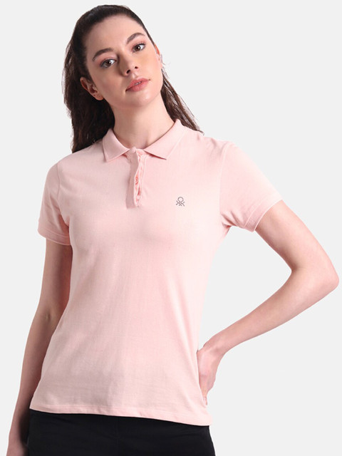 

United Colors of Benetton Women Pink Cotton T-shirt