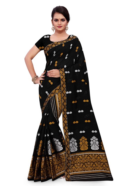 

Skirans Black & Gold-Toned Weaving AC Cotton Assamese Mekhla Chador Saree