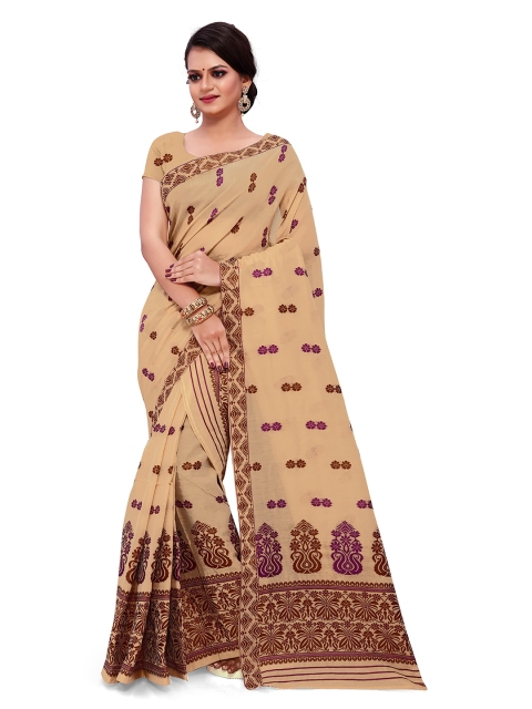 

Skirans Beige & Brown Weaving AC Cotton Assamese Mekhla Chador Saree
