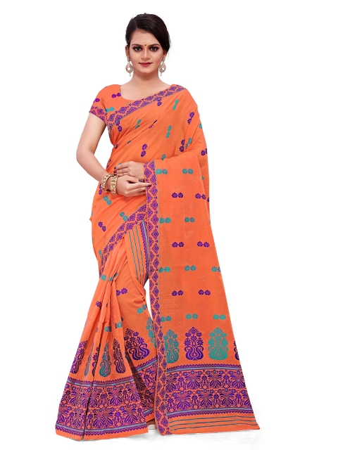 

Skirans Orange Weaving AC Cotton Assamese Mekhla Chador Saree