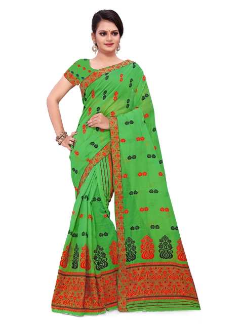 

Skirans Green & Red Weaving AC Cotton Assamese Mekhla Chador Saree