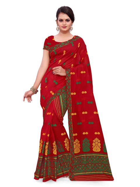 

Skirans Red & Green Weaving AC Cotton Assamese Mekhla Chador Saree