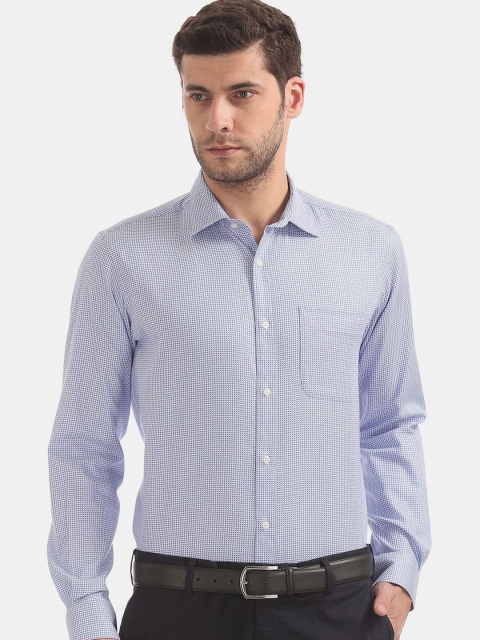 

AD By Arvind Blue Micro Checked Formal Shirt