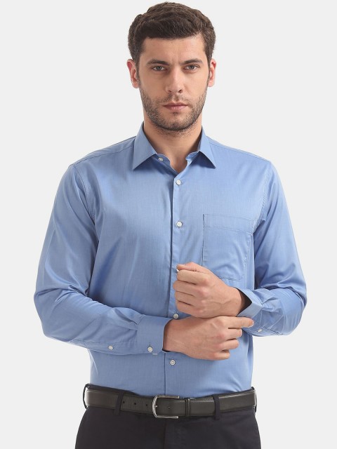

AD By Arvind Men Blue Micro Checks Pure Cotton Formal Shirt