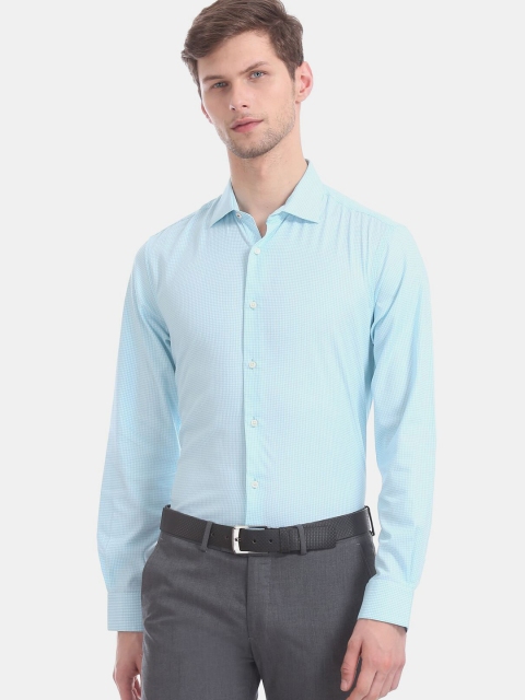 

AD By Arvind Men Turquoise Blue Pure Cotton Formal Shirt
