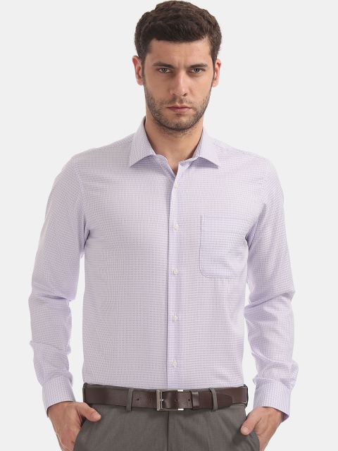 

AD By Arvind Men Blue Micro Checks Checked Cotton Formal Shirt