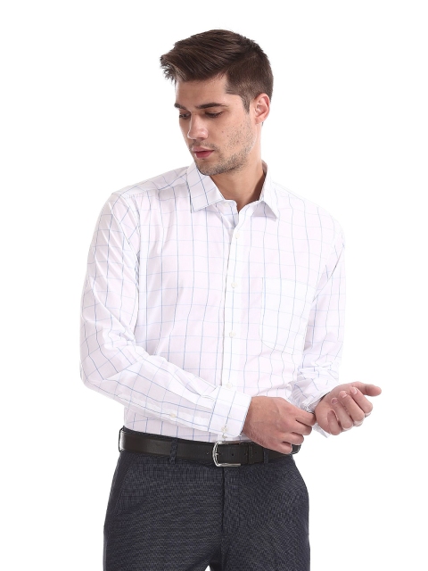 

AD By Arvind Men White Windowpane Checked Regular Fit Formal Shirt