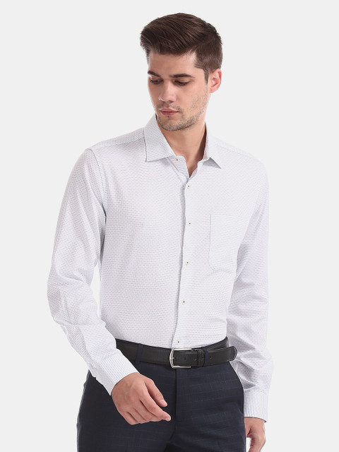 

AD By Arvind Men White Printed Pure Cotton Formal Shirt
