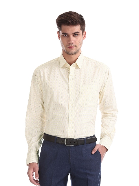 

AD By Arvind Men Yellow Micro Ditsy Printed Formal Shirt