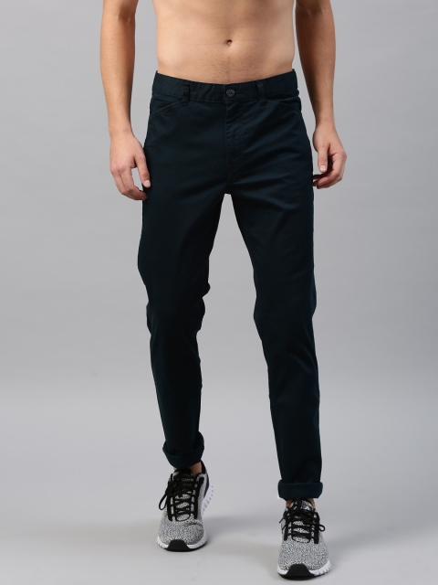 

HRX by Hrithik Roshan Men Navy Slim Tapered Fit Solid Chinos, Navy blue