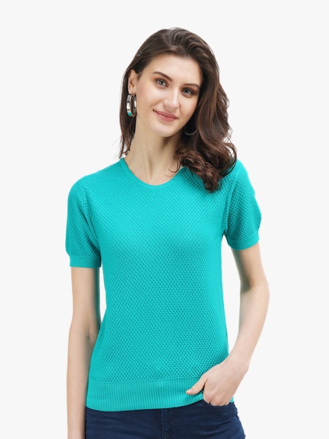 

United Colors of Benetton Sea Green Solid Pure Cotton Top