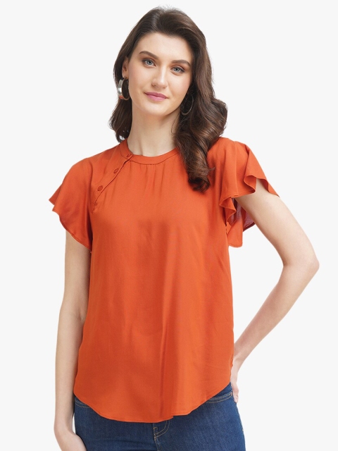 

United Colors of Benetton Orange Flutter Sleeves Top