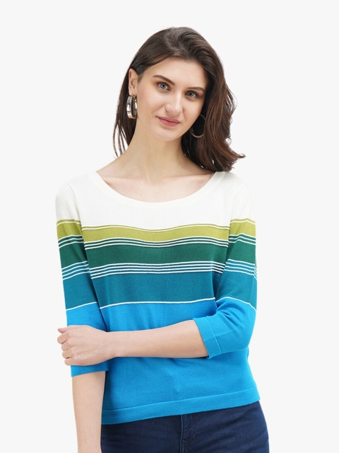 

United Colors of Benetton Blue Cotton Striped Top