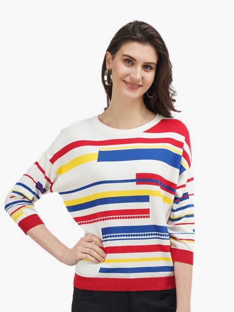

United Colors of Benetton Multicoloured Striped Extended Sleeves Cotton Top, Multi