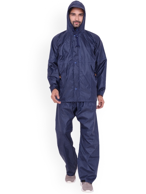

THE CLOWNFISH Men Blue Waterproof Hooded Rain Suit