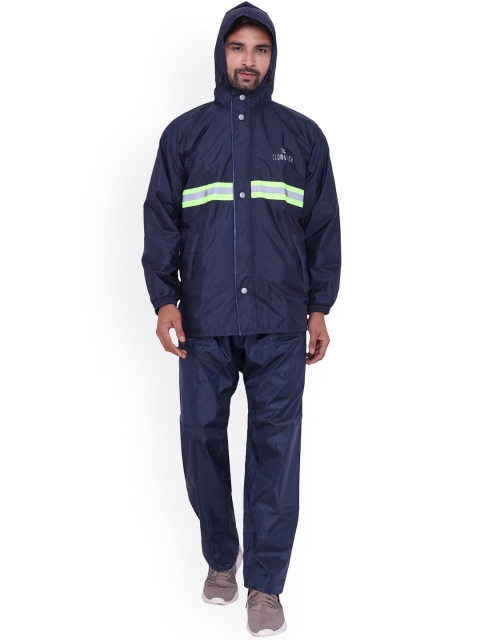 

THE CLOWNFISH Men Blue Solid Reversible Hooded Rain Suit