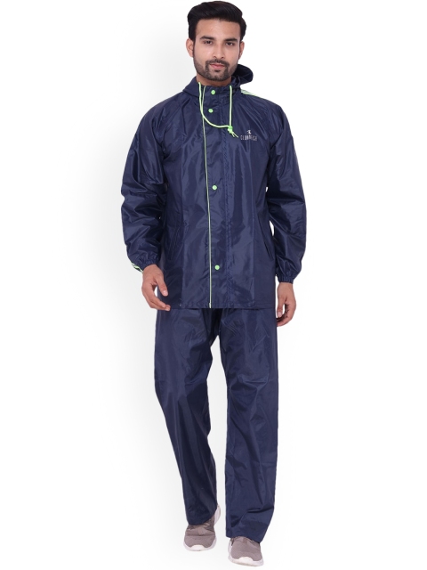 

THE CLOWNFISH Men Blue Solid Hooded Waterproof Rain Suit