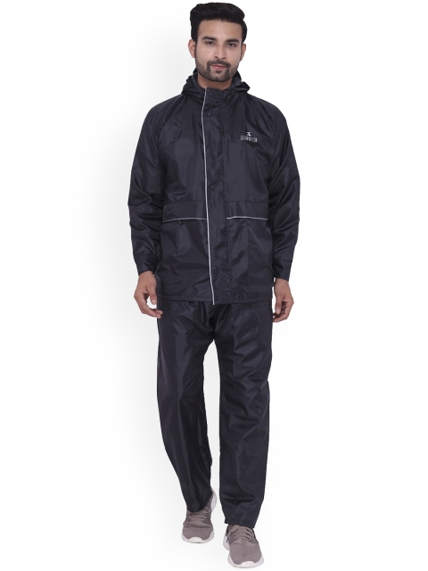 

THE CLOWNFISH Men Black Solid Reversible Rain Suit