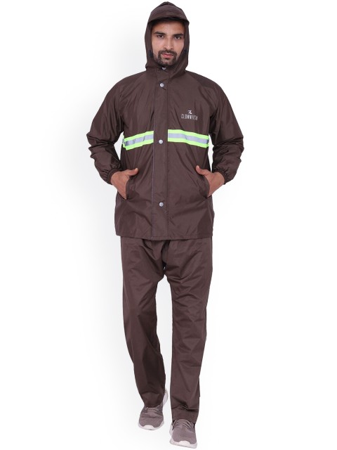 

THE CLOWNFISH Men Brown Waterproof Reversible Rain Suit