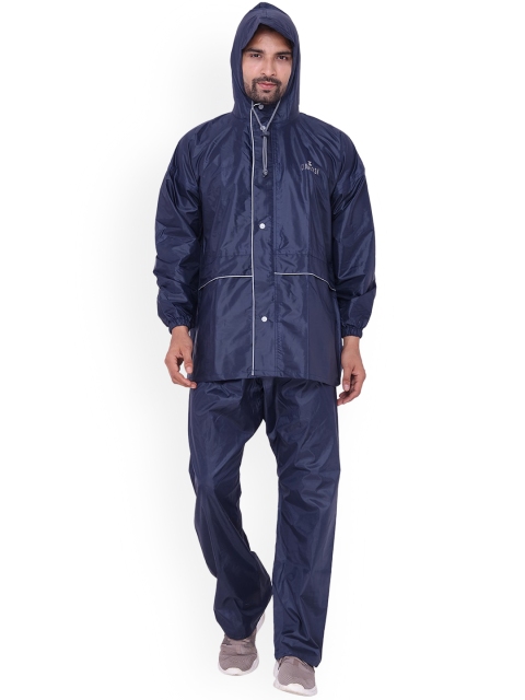 

THE CLOWNFISH Men Blue Hooded Waterproof Rain Suit
