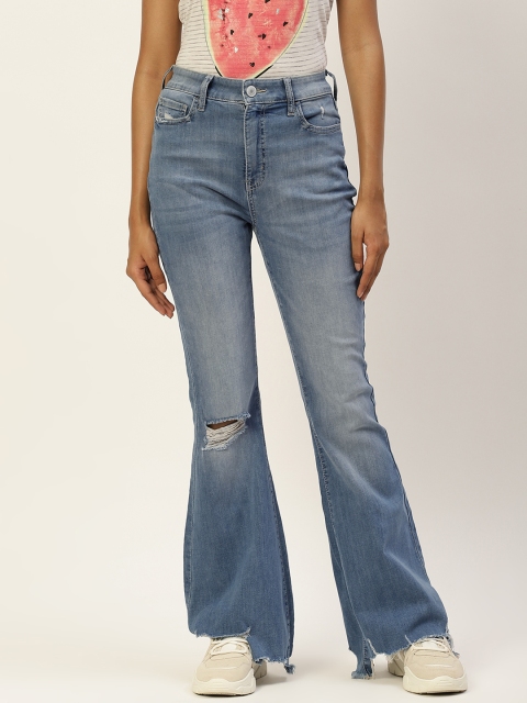 

Malachi Women Blue Urban Slim Bootcut Fit High-Rise Slash Knee Stretchable Jeans