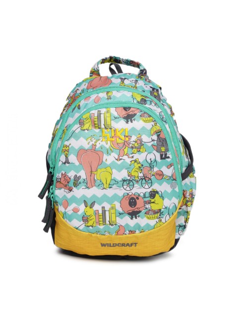 

Wildcraft Wiki Kids Sea Green & Yellow Zoo 1 Graphic Backpack