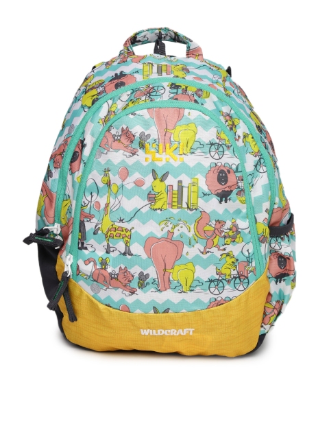 

Wildcraft Wiki Kids Sea Green & Yellow Zoo 2 Graphic Backpack