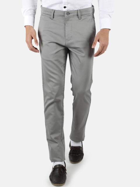 

Monte Carlo Men Grey Smart Slim Fit High-Rise Chinos Trousers