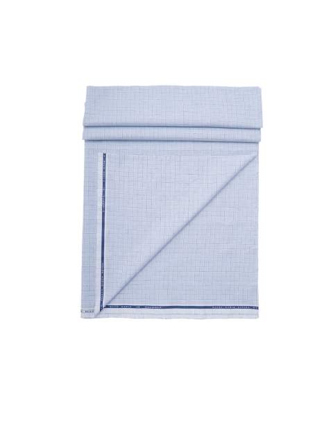 

CAVALLO by Linen Club Men Blue Checked Shirt Fabric