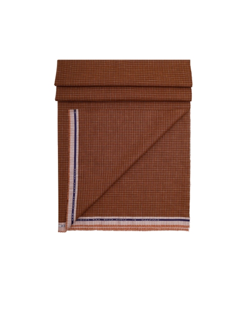 

CAVALLO by Linen Club Men Brown Striped Shirt Cotton Clothing Fabric
