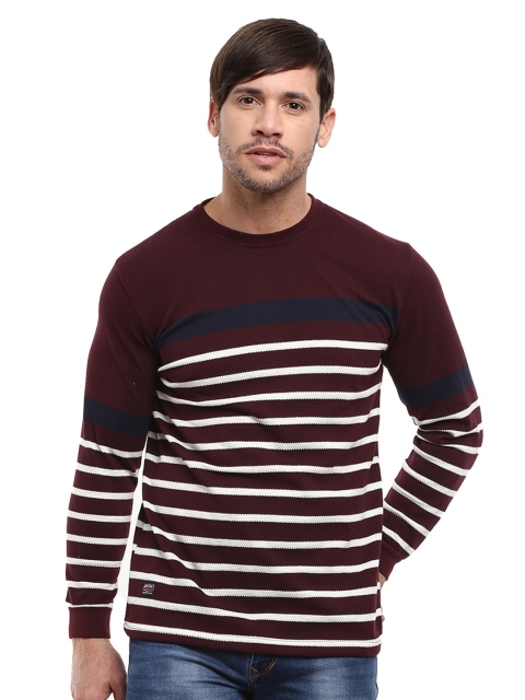 

V-Mart Men Mustard Yellow Striped Monochrome T-shirt