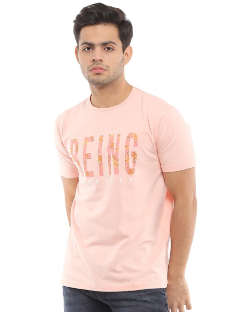 

V-Mart Men Pink Typography Printed Applique T-shirt