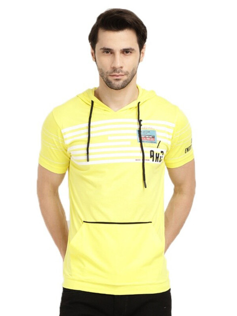 

V-Mart Men Mustard Yellow Printed Polo Collar Applique T-shirt