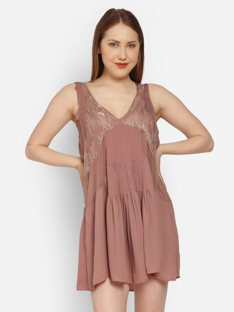

NoBarr Women Beige A-Line Mini Dress