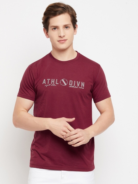 

FirstKrush Men Maroon Typography Print Cotton T-shirt