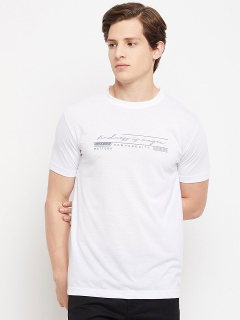 

FirstKrush Men White Printed Raw Edge T-shirt