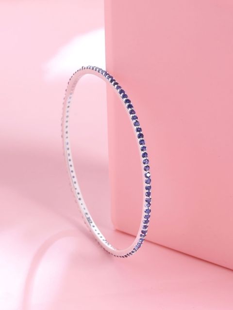 

Hiara Jewels Silver-Toned Rhodium-Plated Blue AD-Studded Bangles