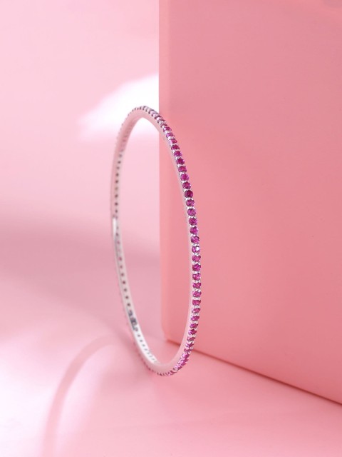 

Hiara Jewels Rhodium-Plated Silver-Toned & White AD-Studded Bangles