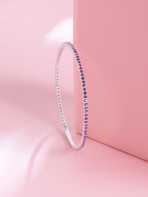 

Hiara Jewels 92.5 Sterling Silver Rhodium-Plated & Blue AD-Studded Bangle