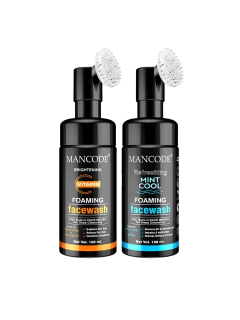 

MANCODE Set Of 2 Vit C & Cool Mint Foaming Facewash 300 ml, Black