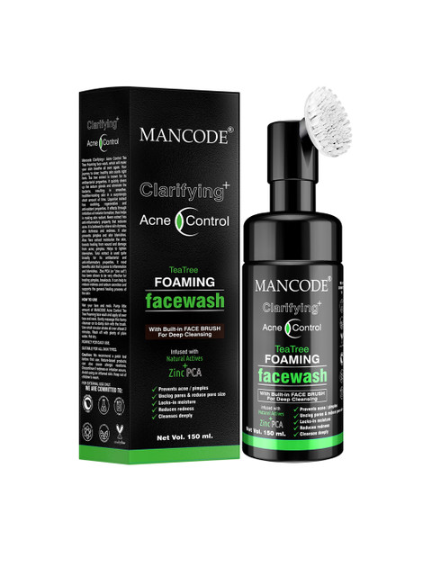 

MANCODE Men Set Of 2 Black Acne Control Tea Tree And Cool Mint Foaming Facewash