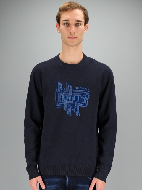 

FREESOUL Men Blue Printed Sweatshirt