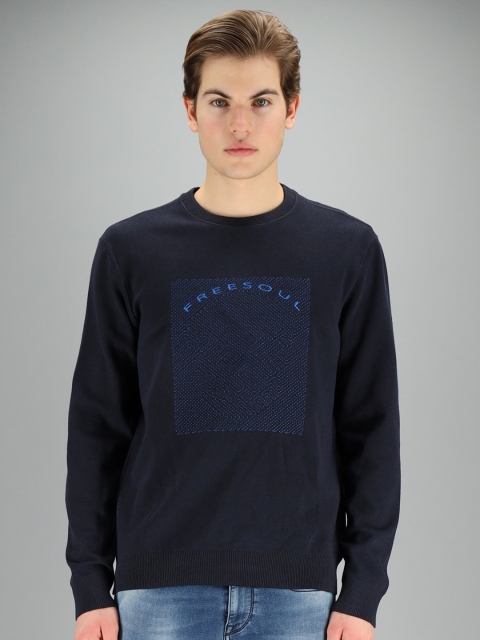 

FREESOUL Men Navy Blue Printed Sweatshirt