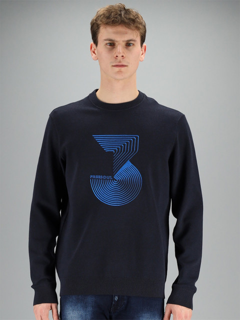

FREESOUL Men Navy Blue Printed Sweatshirt