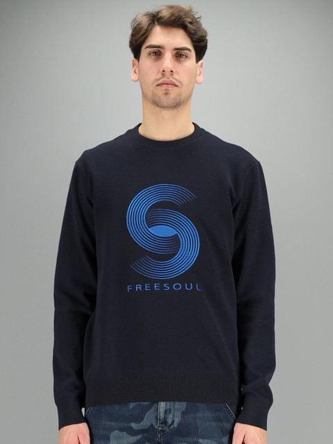 

FREESOUL Men Blue Printed Sweatshirt