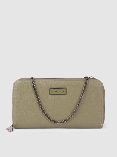 

Van Heusen Women Olive Green Solid Zip Around Wallet